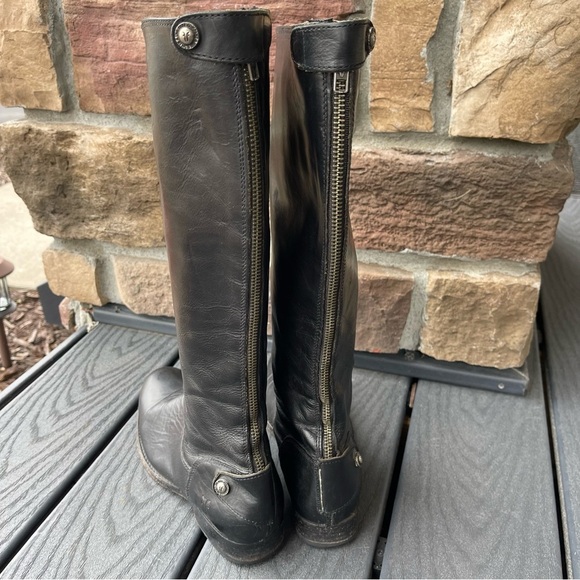 Frye Melissa Button Back Zip in Black Knee High Leather Boots size 6.5 - Picture 5 of 10